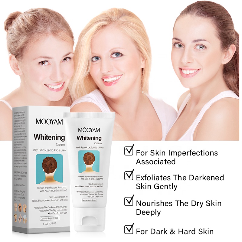 MOOYAM Whitening Cream with Retinol, Lactic Acid, Urea Acanthosis Nigricans Remove Black Patches Dark Spot Corrector Knee Elbow Underarm Knuckles Neck Lightening Skin Cream