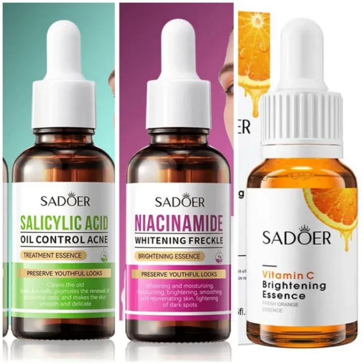 SADOER 3 in 1, Salicylic Acid Acne Treatment Essence + Niacinamide Brightening Serum + Vitamin C Brightening Essence