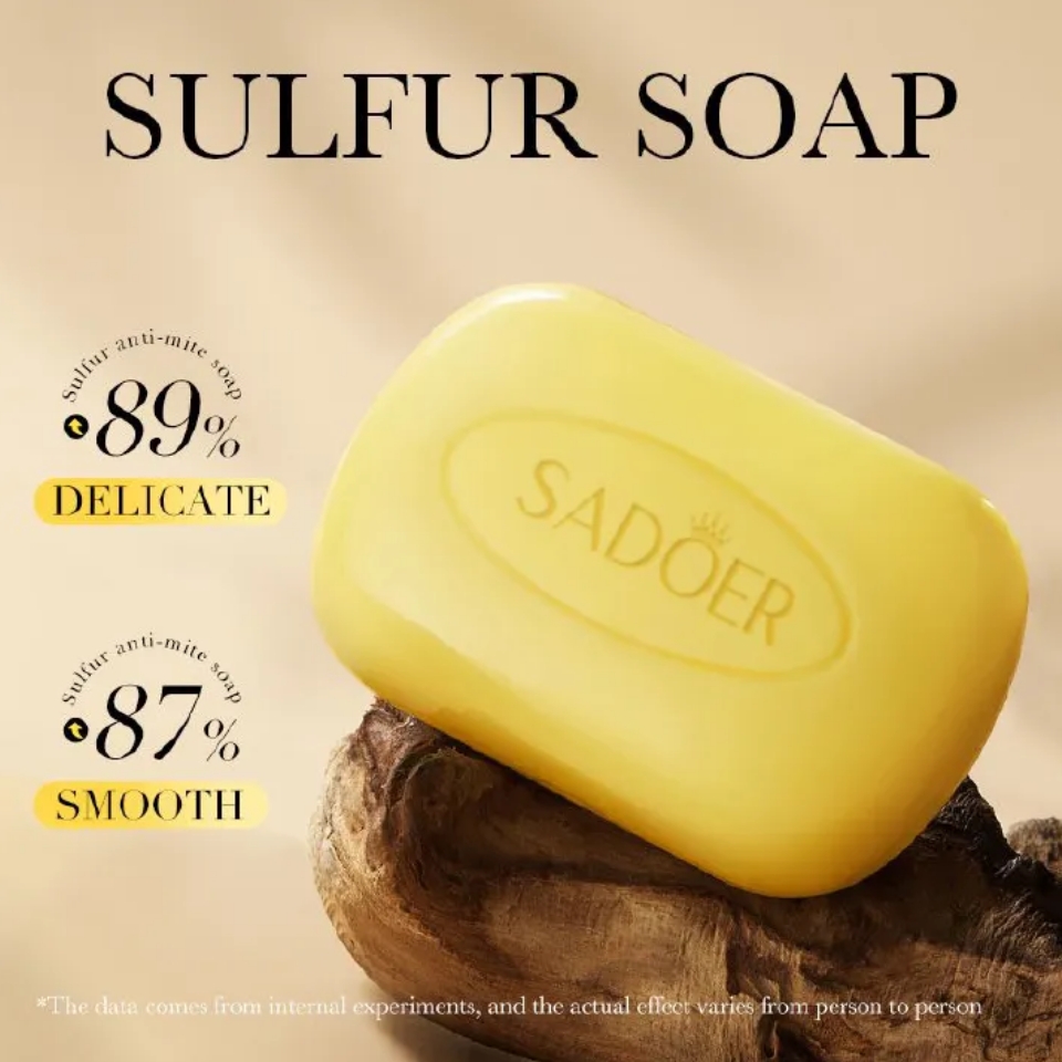Sadoer 3 Pieces Soap, Sulfur Mite Removal Soap + Kojic Acid Soap + Turmeric Anti Acnes Soap Tumeric Soap, Eliminate Acne, Smoothen Skin, Shrink Pores, Gentle Cleansing