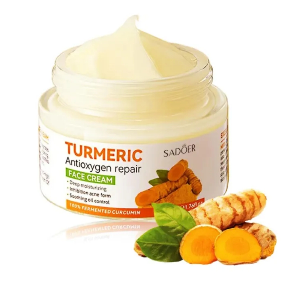 Sadoer 5 in 1 Turmeric Set, Tumeric Toner + Face Serum +Face Cleanser + Face Cream + Tumeric Soap, with unparelled Vitamin C capabilities, Helps in Preven Acne, Sooth, Hydrate, Lighjten Acne Marks