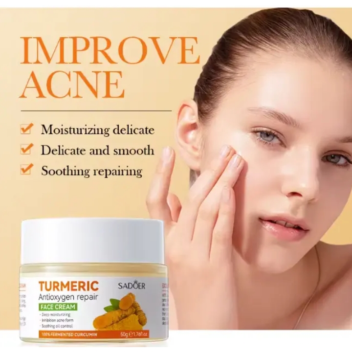 SADOER Turmeric ClearRadiance 7-in-1 Acne Defense Skincare Set – Turmeric Cleanser, Vitamin C Serum, Toner, Moisturizing Cream, Turmeric Soap, Bamboo Charcoal Blackhead Mask + SPF 50 PA+++ Sunscreen