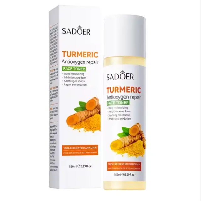 SADOER Turmeric ClearRadiance 7-in-1 Acne Defense Skincare Set – Turmeric Cleanser, Vitamin C Serum, Toner, Moisturizing Cream, Turmeric Soap, Bamboo Charcoal Blackhead Mask + SPF 50 PA+++ Sunscreen