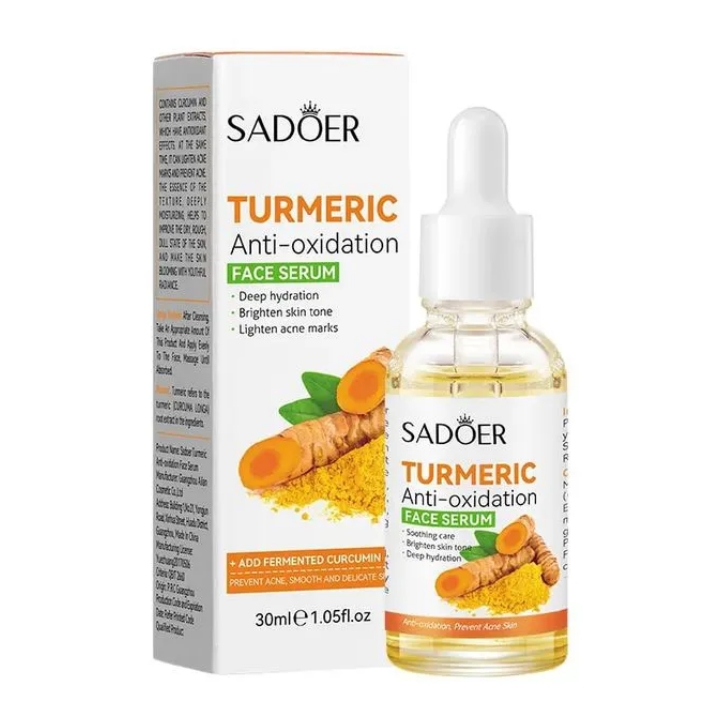 Sadoer 5 in 1 Turmeric Set, Tumeric Toner + Face Serum +Face Cleanser + Face Cream + Tumeric Soap, with unparelled Vitamin C capabilities, Helps in Preven Acne, Sooth, Hydrate, Lighjten Acne Marks