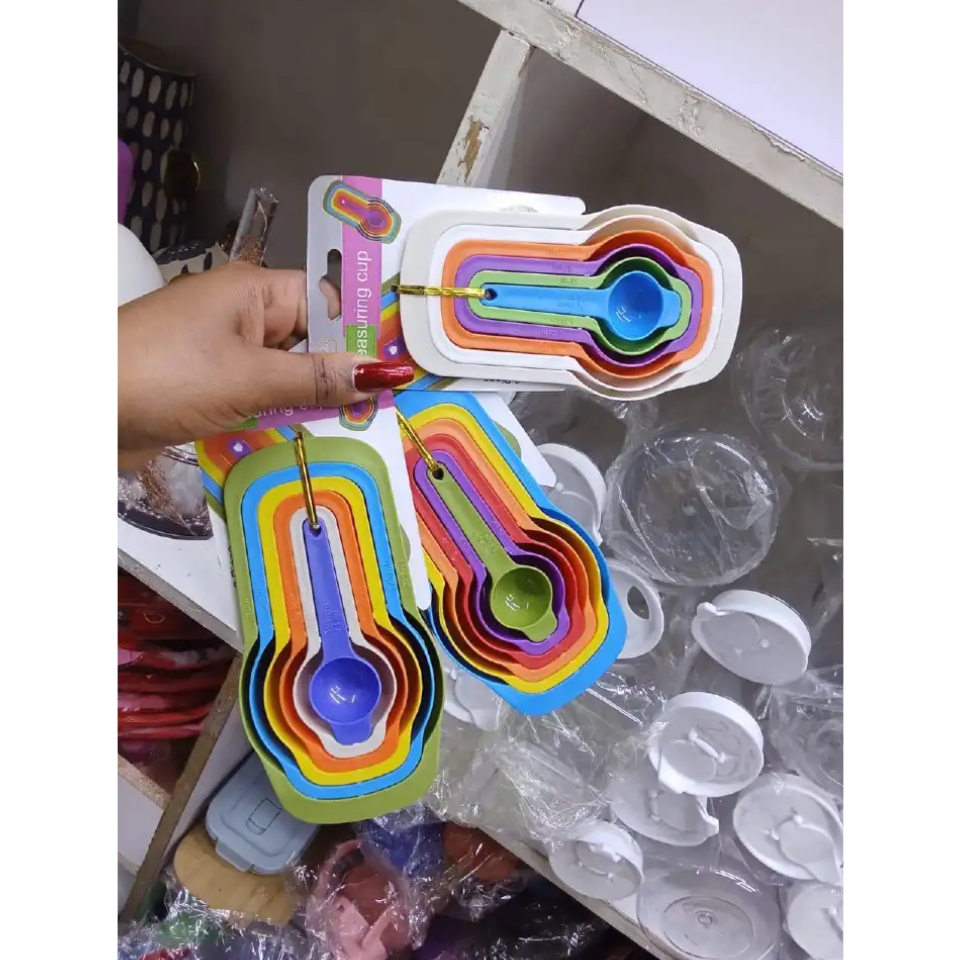 6 IN 1 MEASURING CUPS MULTICOLOURED KITCHEN MEASURING SPOON TEASPOON COFFEE SUGAR SPOON, CAKE BAKING FLOUR MEASURING CUP, KITCHEN COOKING TOOLS.