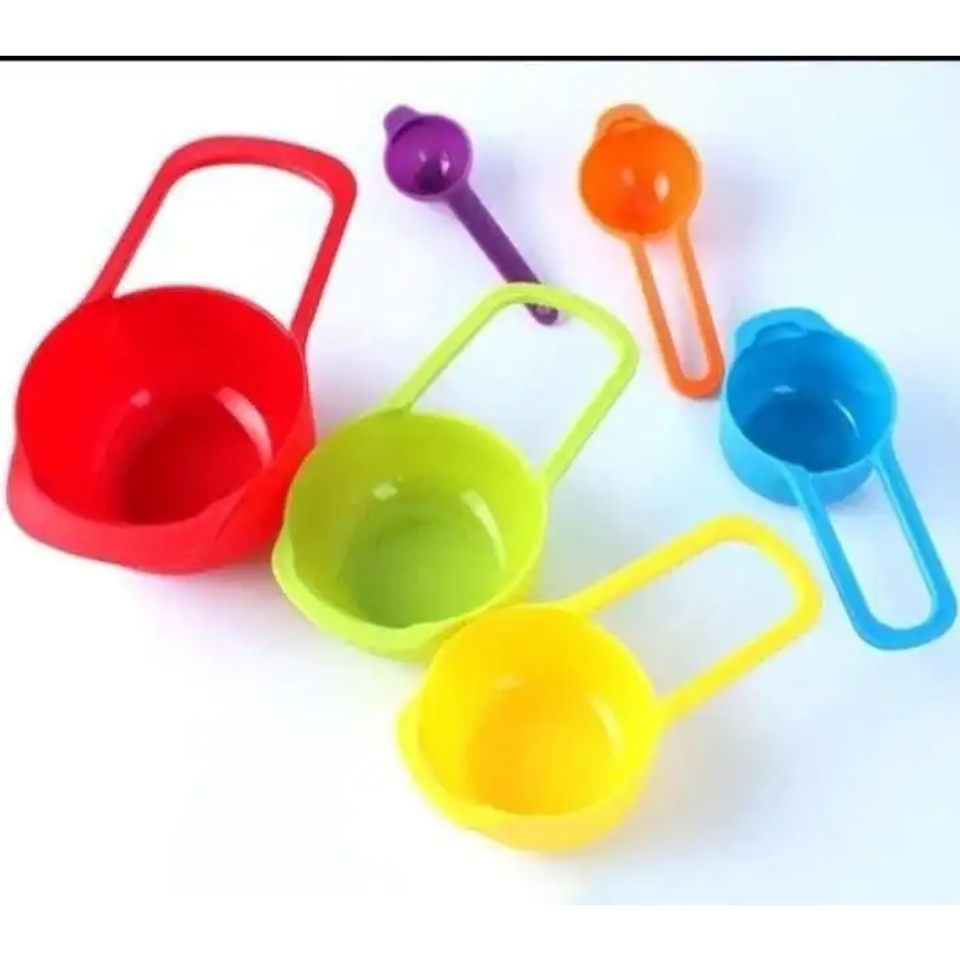 6 IN 1 MEASURING CUPS MULTICOLOURED KITCHEN MEASURING SPOON TEASPOON COFFEE SUGAR SPOON, CAKE BAKING FLOUR MEASURING CUP, KITCHEN COOKING TOOLS.
