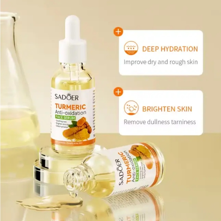 SADOER Turmeric ClearRadiance 7-in-1 Acne Defense Skincare Set – Turmeric Cleanser, Vitamin C Serum, Toner, Moisturizing Cream, Turmeric Soap, Bamboo Charcoal Blackhead Mask + SPF 50 PA+++ Sunscreen