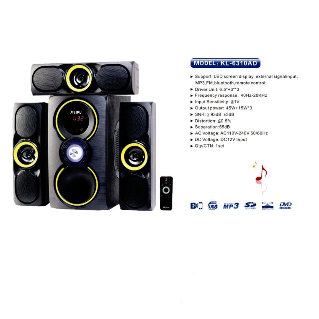 High Quality Heavy Bass Home Use Woofer - Multimedia Speaker System for Deep Bass, Bluetooth Audio, Music, Movies and Home Entertainment