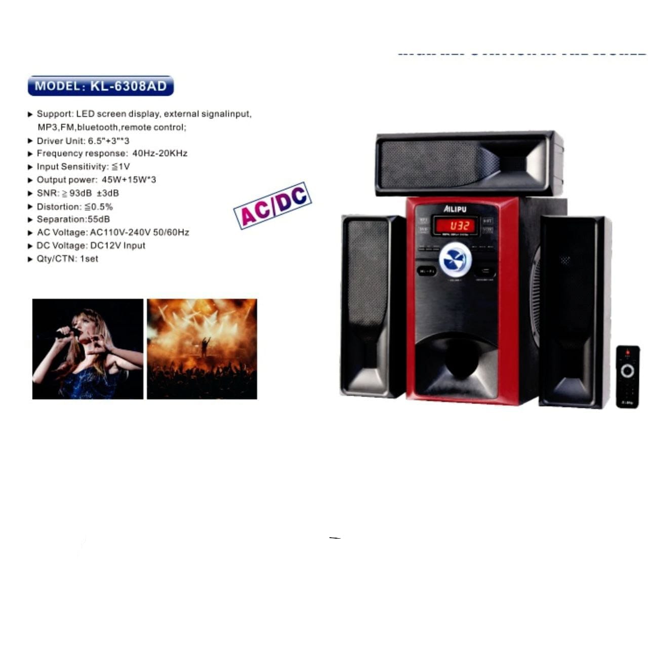 High Quality Heavy Bass Home Use Woofer - Multimedia Speaker System for Deep Bass, Bluetooth Audio, Music, Movies and Home Entertainment