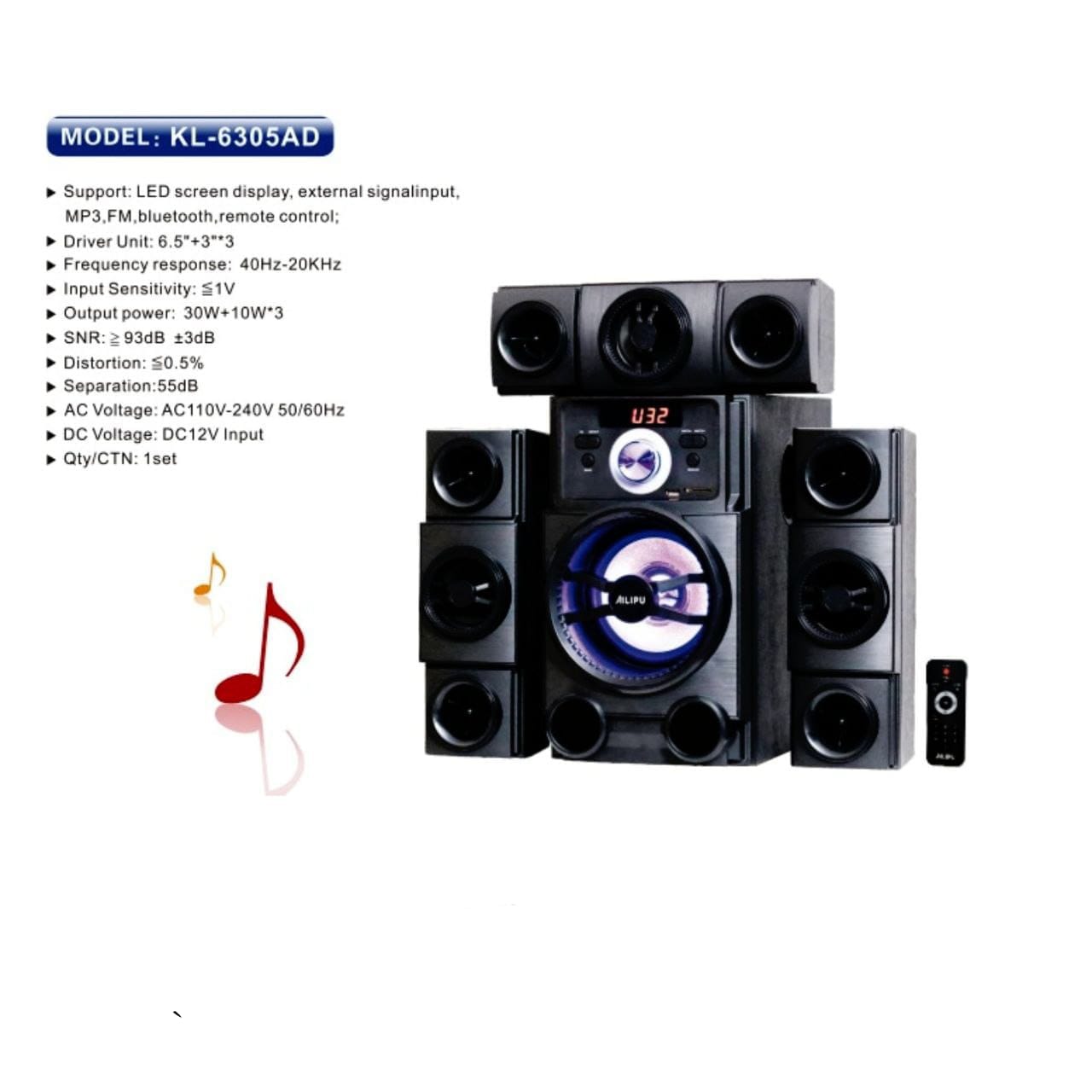 High Quality Heavy Bass Home Use Woofer - Multimedia Speaker System for Deep Bass, Bluetooth Audio, Music, Movies and Home Entertainment