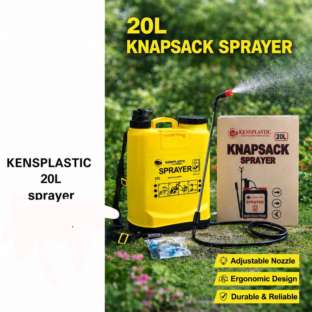 High Quality Double Heavy Duty Plastic Knapsack Sprayer 20L and 16L - Kensplastic Farm Sprayer with Adjustable Nozzle for Agriculture and Animal Spraying