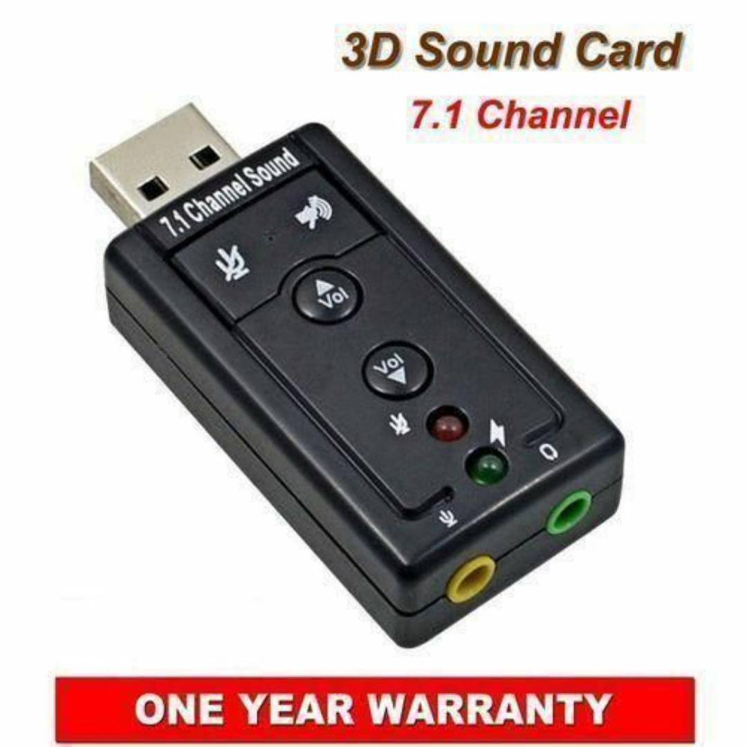 USB External 3D Sound Card 7.1 Channel Audio Adapter – Plug & Play for Computers, PC, Laptop, Mac & Linux