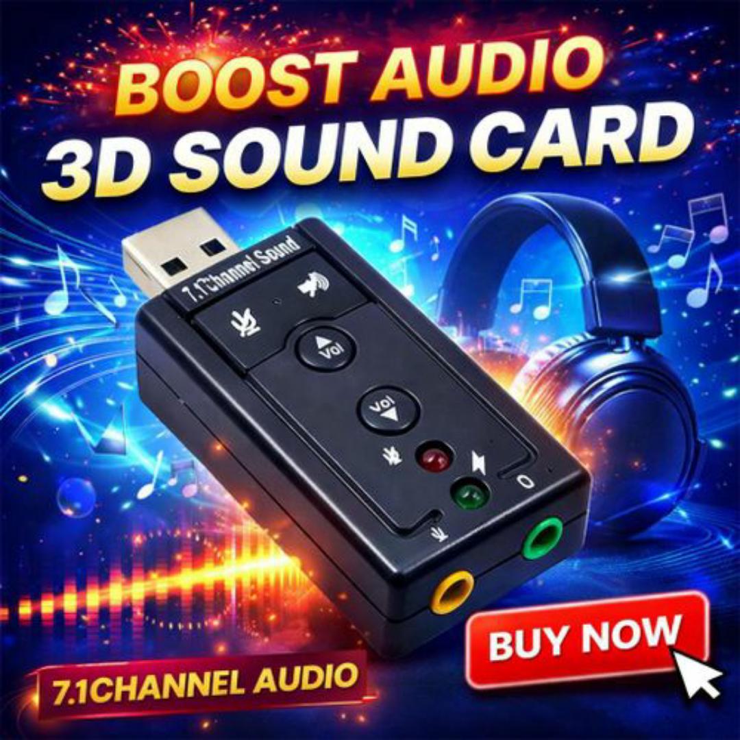 USB External 3D Sound Card 7.1 Channel Audio Adapter – Plug & Play for Computers, PC, Laptop, Mac & Linux