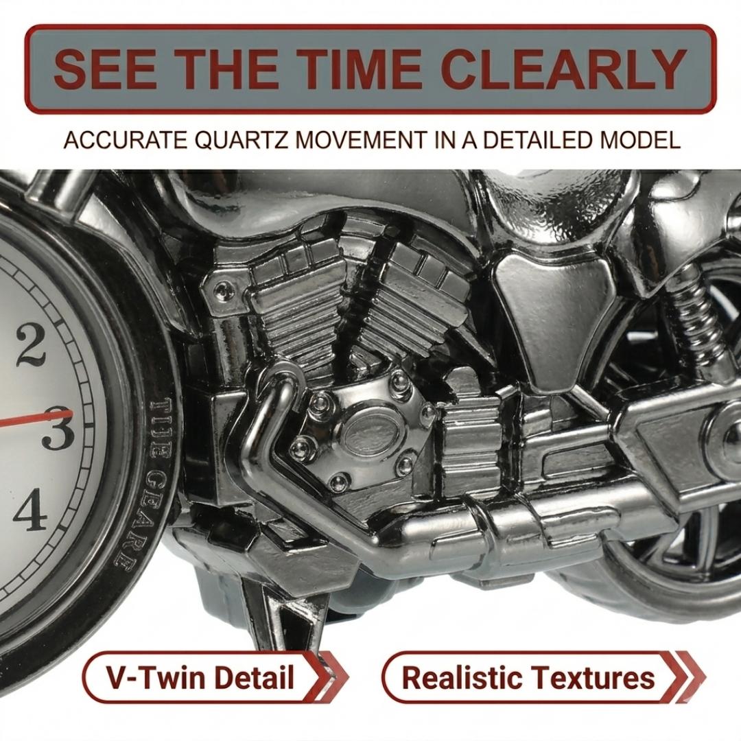 Vintage Motorbike Alarm Clock | Creative Motorcycle Table Clock & Desk Ornament Home Decor Gift