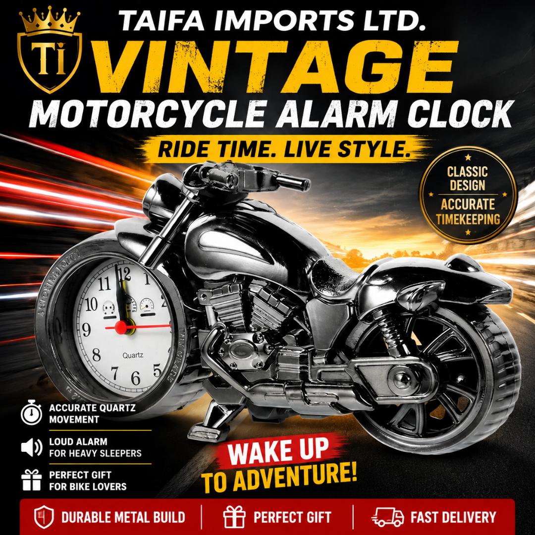 Vintage Motorbike Alarm Clock | Creative Motorcycle Table Clock & Desk Ornament Home Decor Gift