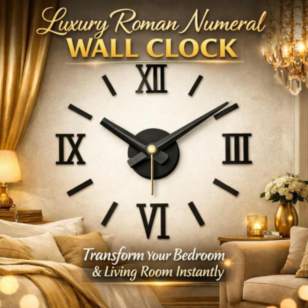 Luxury Roman Numeral Wall Clock – Transform Your Bedroom & Living Room Instantly - Black