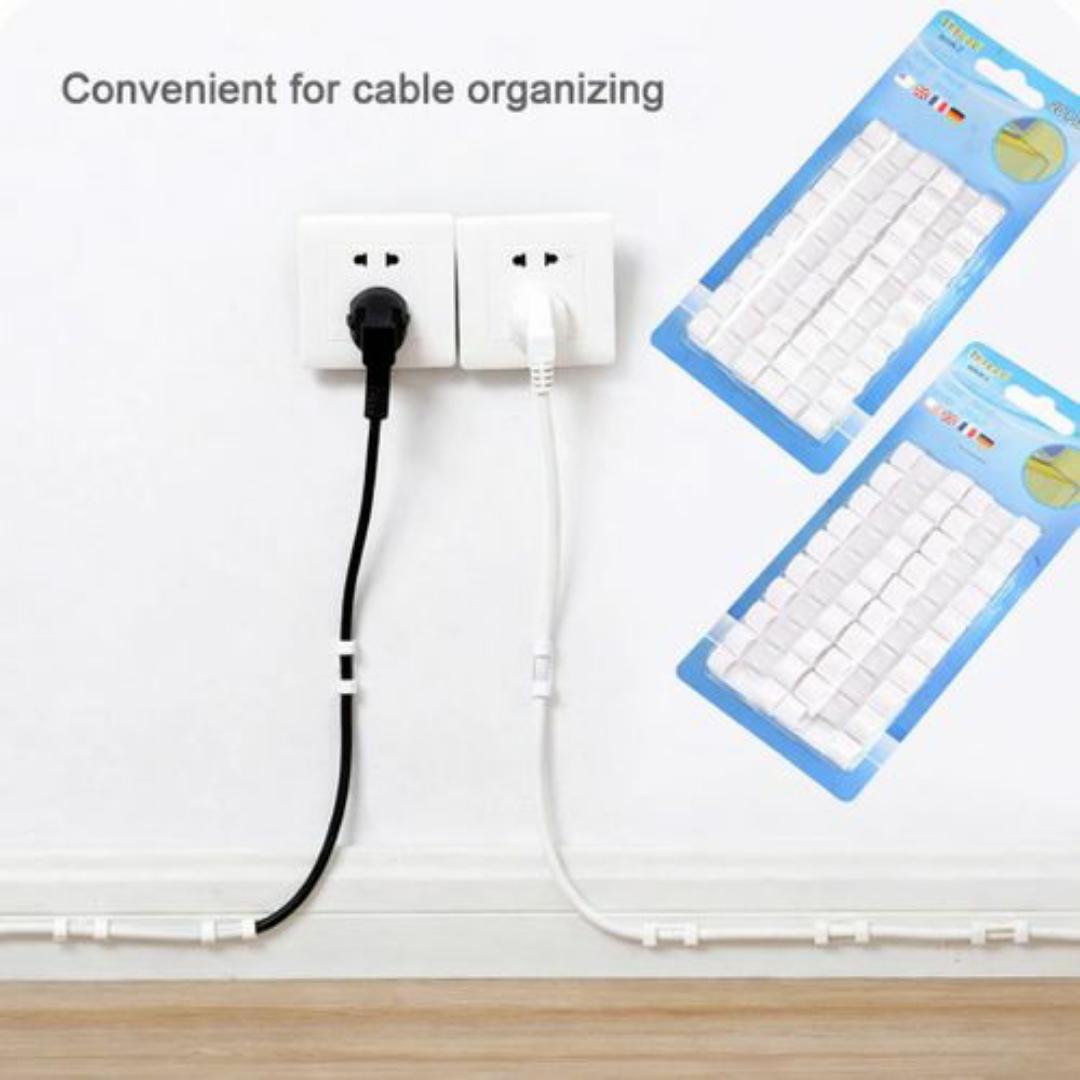 Premium Self Adhesive Cable Holders – Keep Every Wire in Perfect Order! - White Cable Management Set (20 PCS)