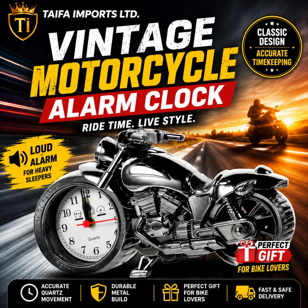 Vintage Motorbike Alarm Clock | Creative Motorcycle Table Clock & Desk Ornament Home Decor Gift