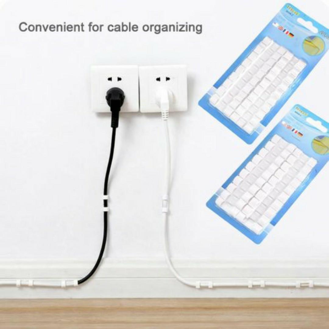 Premium Self Adhesive Cable Holders – Keep Every Wire in Perfect Order! - White Cable Management Set (20 PCS)