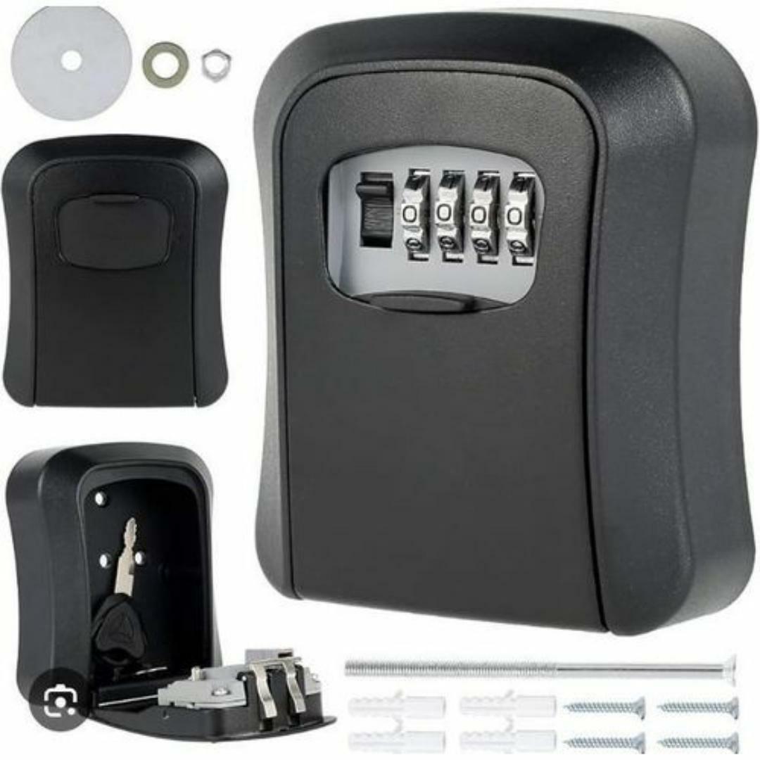 Anti Theft Waterproof Key Lock Box - 4 Digit Security Password Combination - Rustproof Portable / Outdoor Wall Mount Safe Lockbox