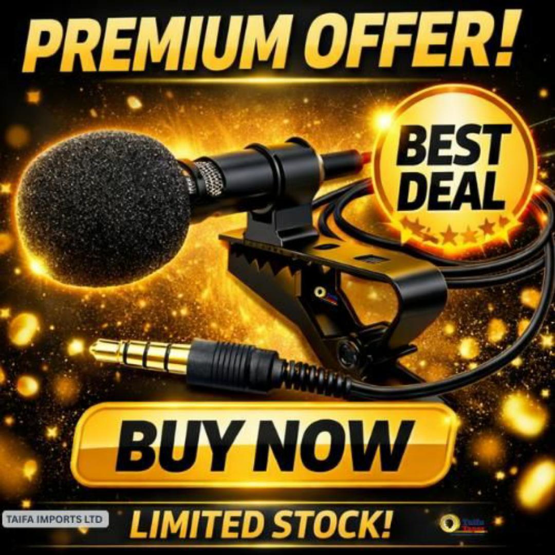 Premium Clip‑On Lavalier Microphone | Crystal‑Clear Sound for Smartphones, Cameras & Laptops | Noise‑Cancelling, Plug‑and‑Play, Fast Delivery