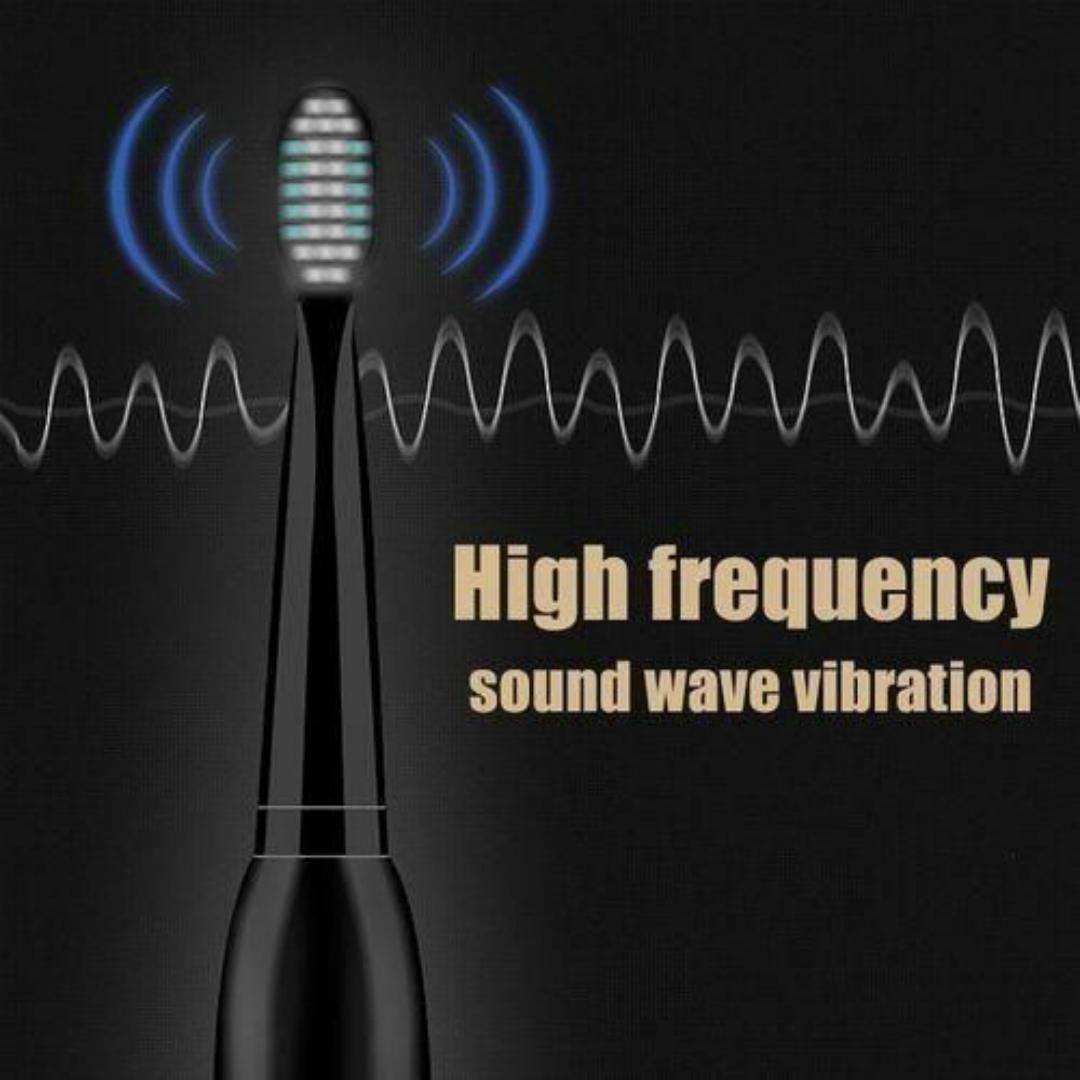 5 Speed Sonic Electric Toothbrush for Adults & Kids - Waterproof, Rechargeable Dental Care Kit with 4 Soft Brush and USB Cable - Black