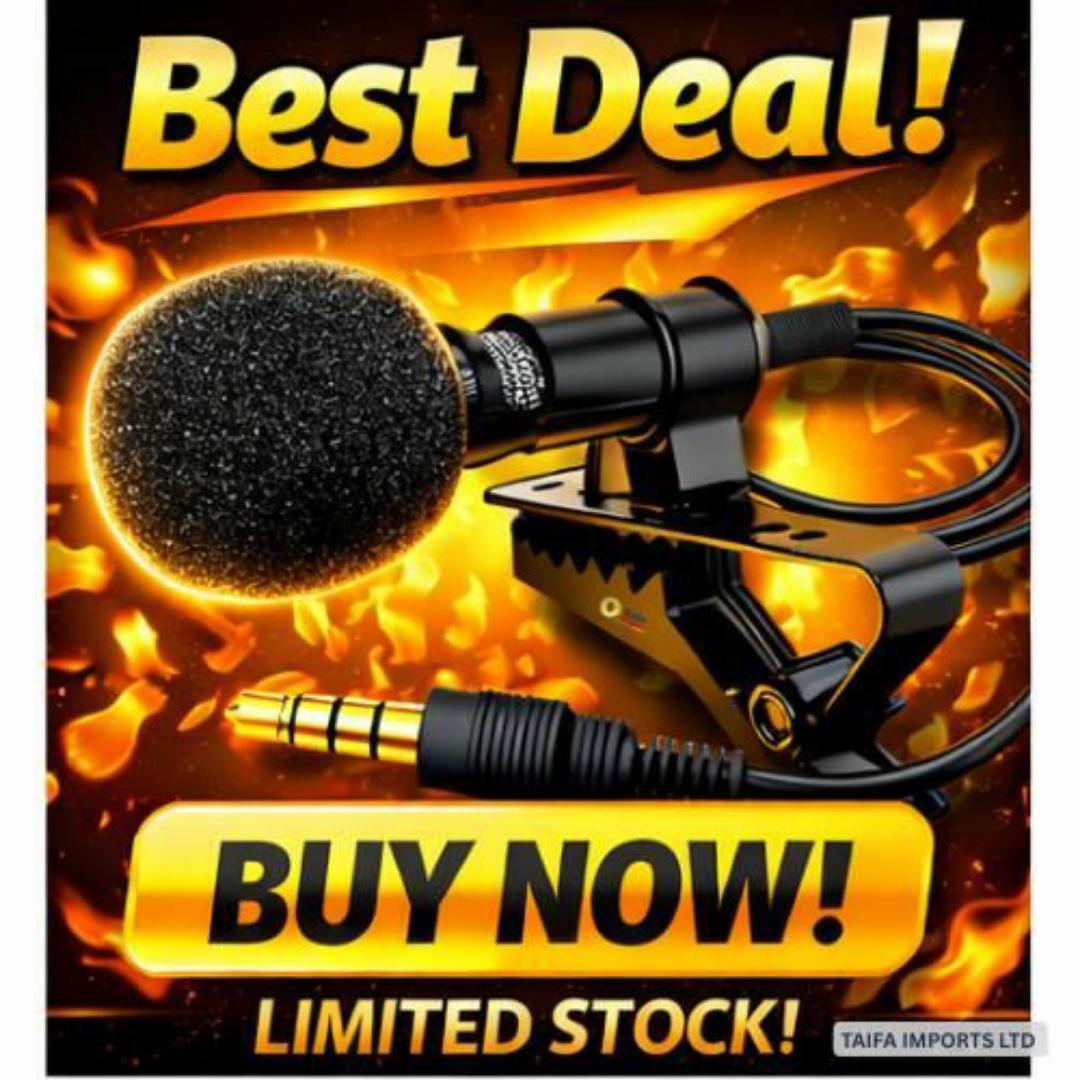 Premium Clip‑On Lavalier Microphone | Crystal‑Clear Sound for Smartphones, Cameras & Laptops | Noise‑Cancelling, Plug‑and‑Play, Fast Delivery