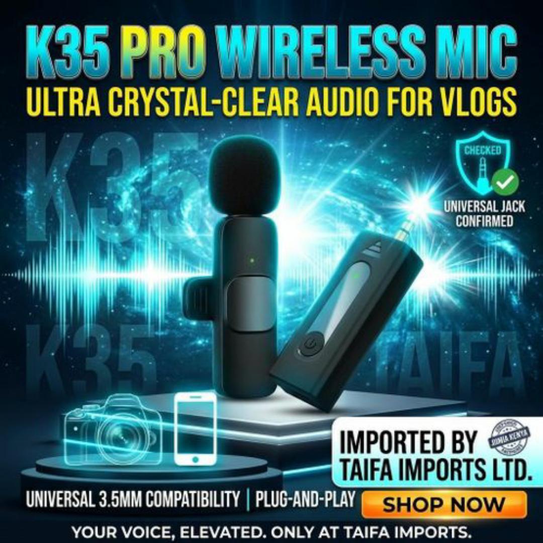 ✅ K35 Wireless Lavalier Microphone 3.5mm Jack – Plug & Play Clip-On Lapel Mic for Phone, Camera & Speakers