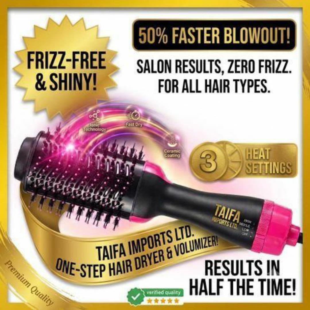 One Step Professional Hair Dryer Straightener Brush & Volumizer - Negative Ion Straightening Comb for Smooth, Frizz Free Hair