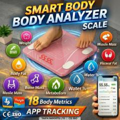 WEIGHING SCALE DIGITAL MACHINE INTELLIGENT BMI BODY FAT SCALE WITH BLUETOOTH APP (OKOK) - 18 Multi Metrics Smart Fitness Tracker 1 x BMI SMART scale with ABatt