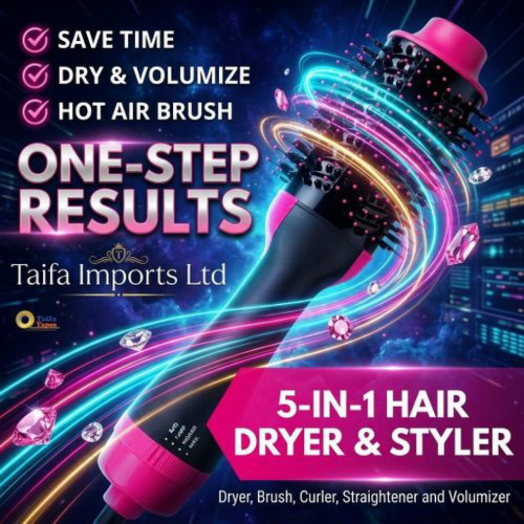 One Step Professional Hair Dryer Straightener Brush & Volumizer - Negative Ion Straightening Comb for Smooth, Frizz Free Hair