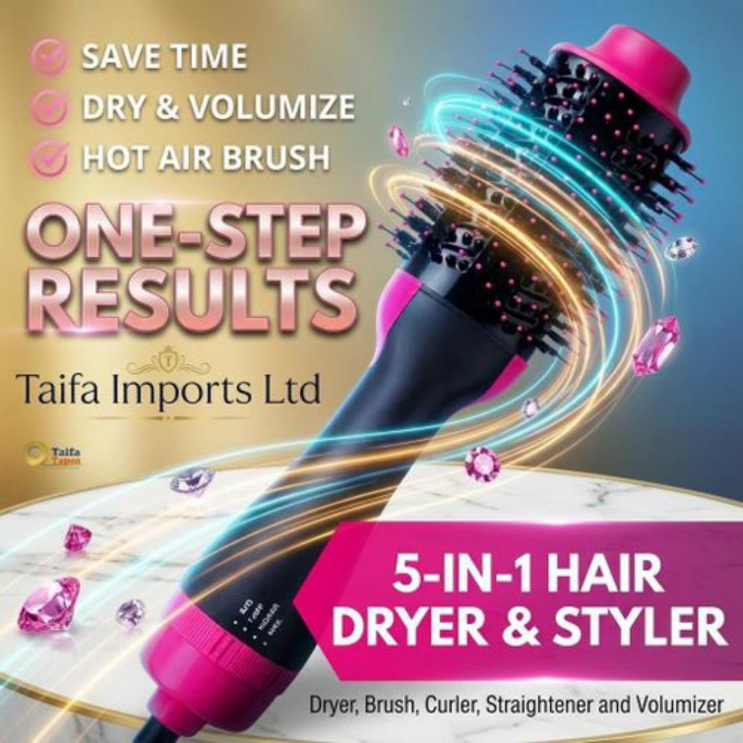 One Step Professional Hair Dryer Straightener Brush & Volumizer - Negative Ion Straightening Comb for Smooth, Frizz Free Hair