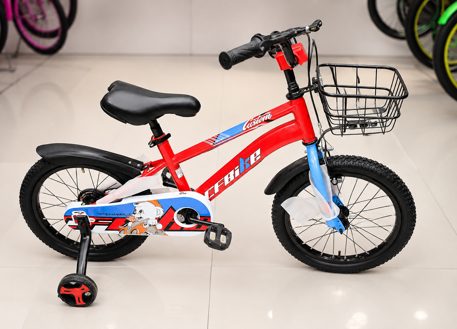 Size 16 CF-Bikes 🚲 Kids Bicycle with Training Wheels & Front Basket – Strong, Stylish & Safe for Children Suitable For 4-7yrs