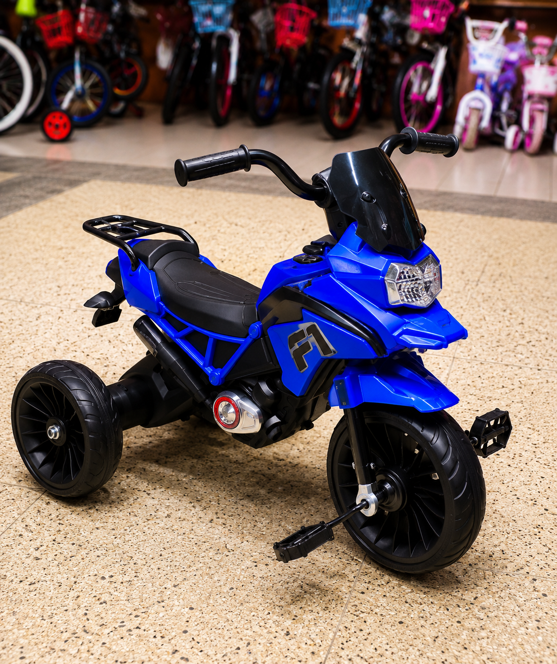 F1 Kids Pedal Tricycle – 3 Wheel Children’s Ride-On Bike with Comfortable Seat, Rear Storage Rack & Durable Wheels