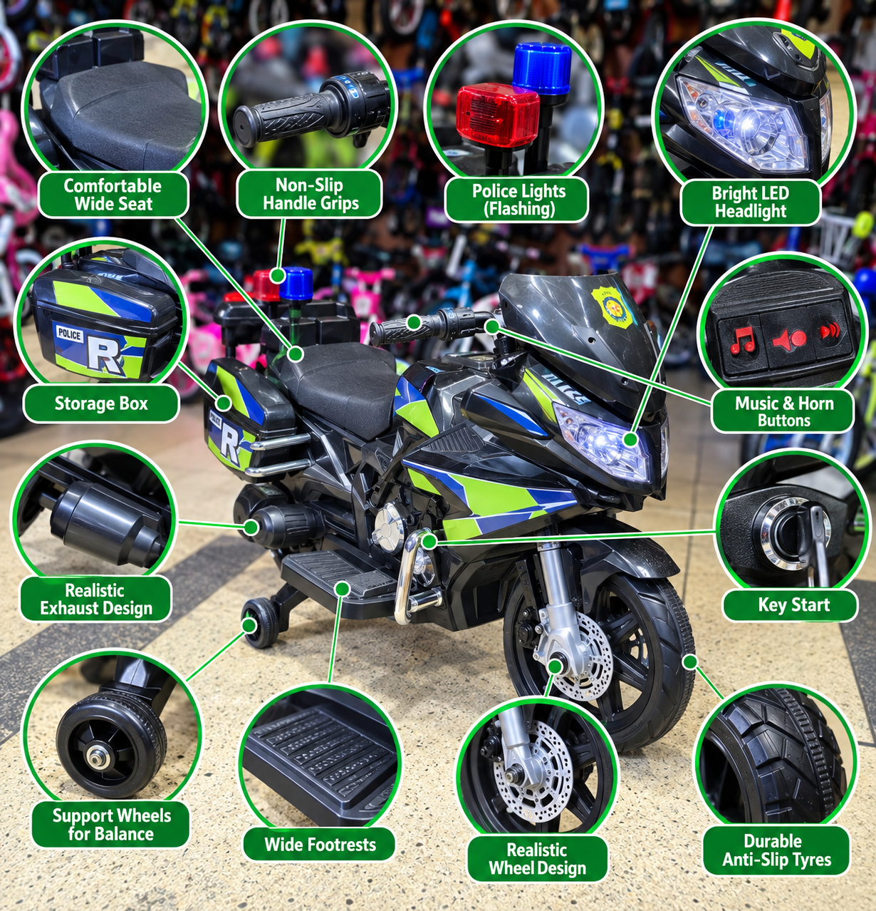 Kids Police Electric Motorcycle