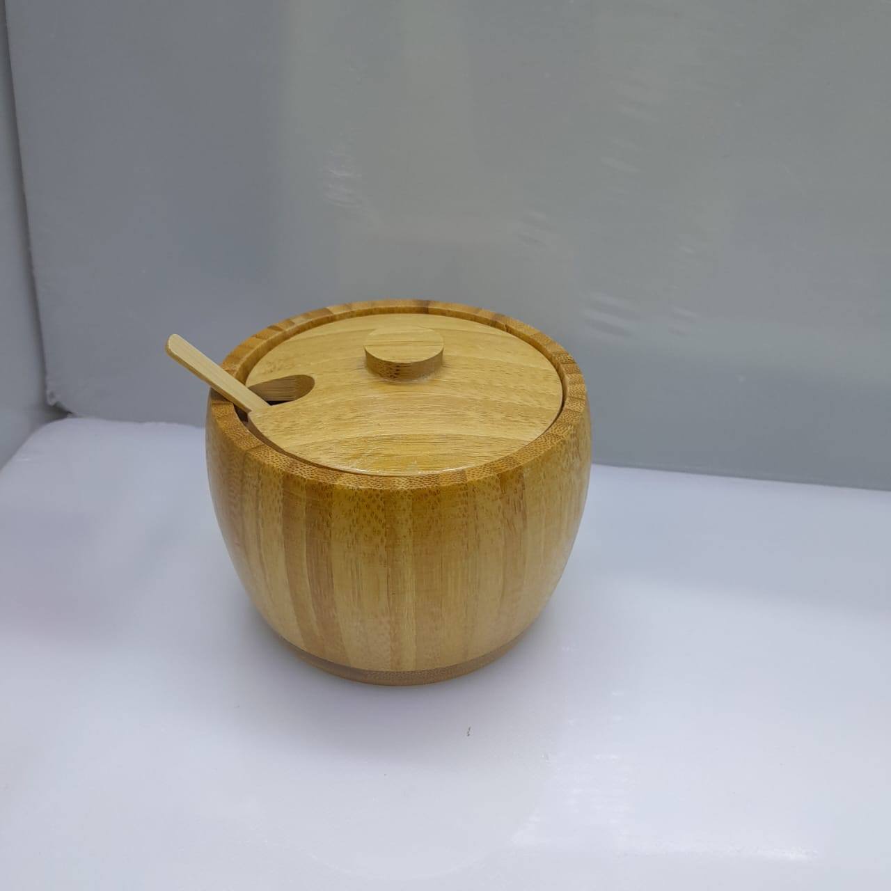 Bamboo Sugar Dish with Lid and Spoon 320ml