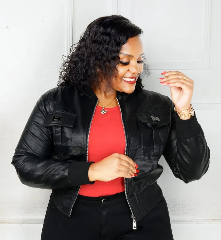 Stylish Women Faux Leather Bomber Jacket Zip Up Casual Fashion Jacket with Front Pockets