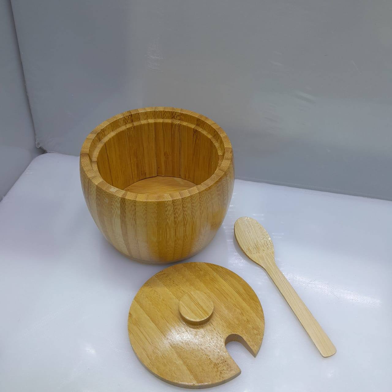 Bamboo Sugar Dish with Lid and Spoon 320ml