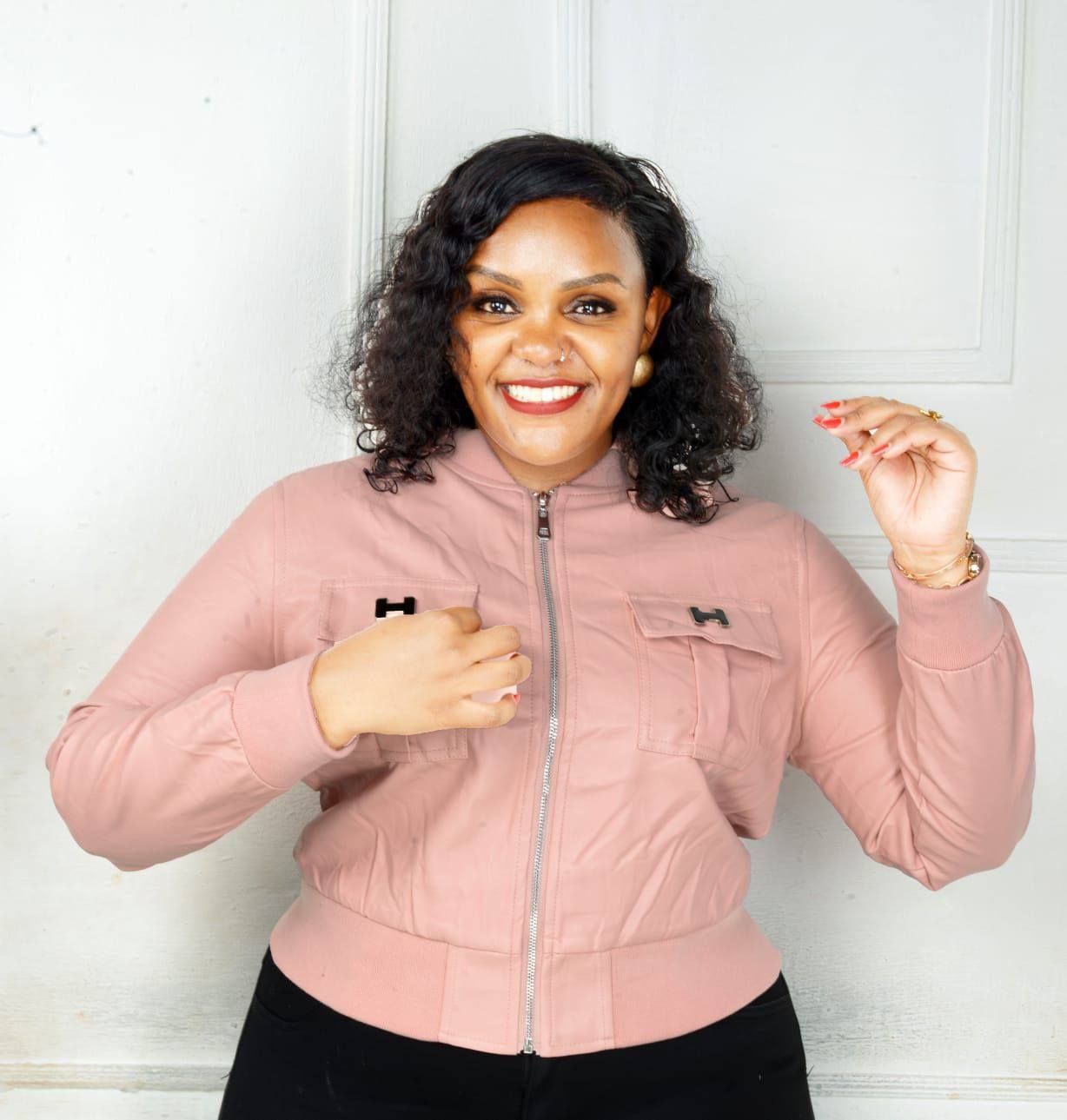 Stylish Women Faux Leather Bomber Jacket Zip Up Casual Fashion Jacket with Front Pockets