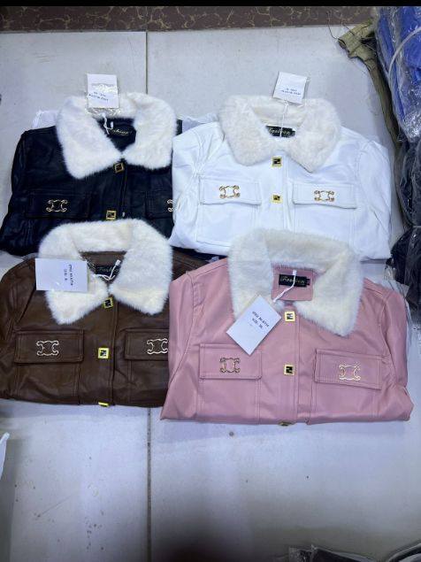 Women Fashion Woolen Inside Leather Outside Bomber Jackets