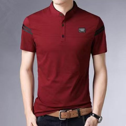 Summer men's T-shirt fashion stand-up collar trend men's clothing Short sleeve casual t-shirt