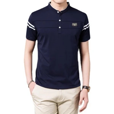 Summer men's T-shirt fashion stand-up collar trend men's clothing Short sleeve casual t-shirt