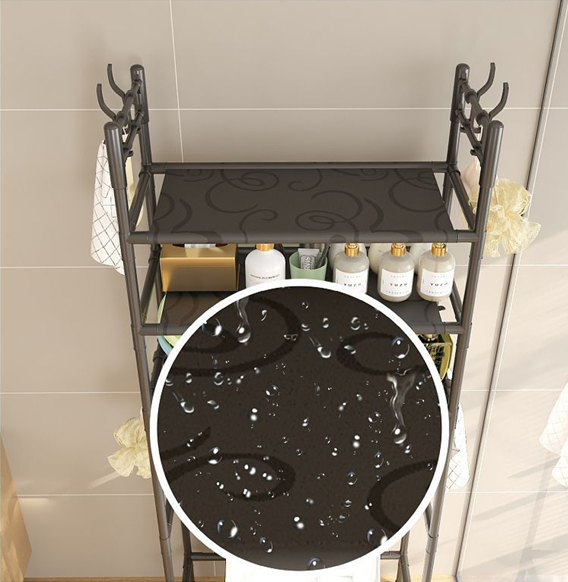 Nunix 3 Layer Metallic Bathroom Storage Rack  Floor Standing Toilet Rack Over The Toilet Rack Organizer With Guardrail Bathroom Organizer Free Standing Space Saver Stands Rack