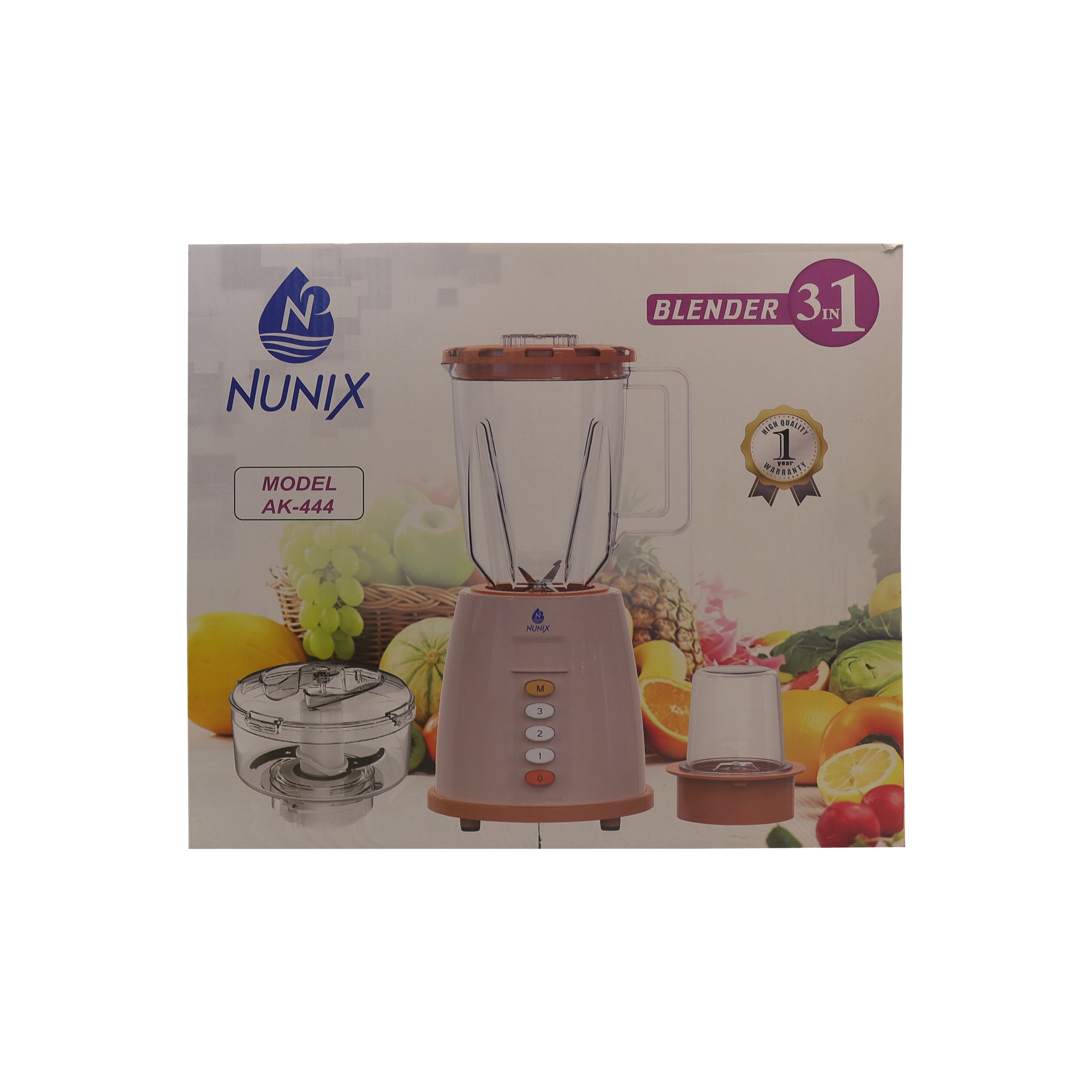 Nunix AK555  1.5L 3 IN 1 Blender Juicer Household Appliances With Grinder 【Hot】3 Speed Motor Stainless Steel