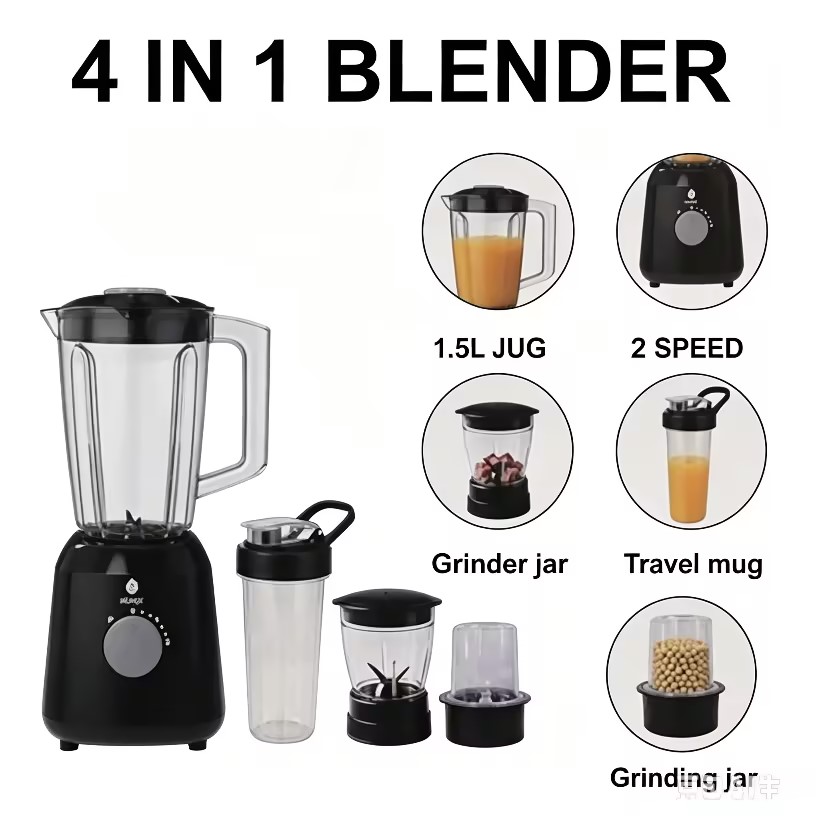 Nunix AK940 1.5L 4 IN 1 Blender Juicer Household Appliances With Grinder 【Hot】 Motor Stainless Steel