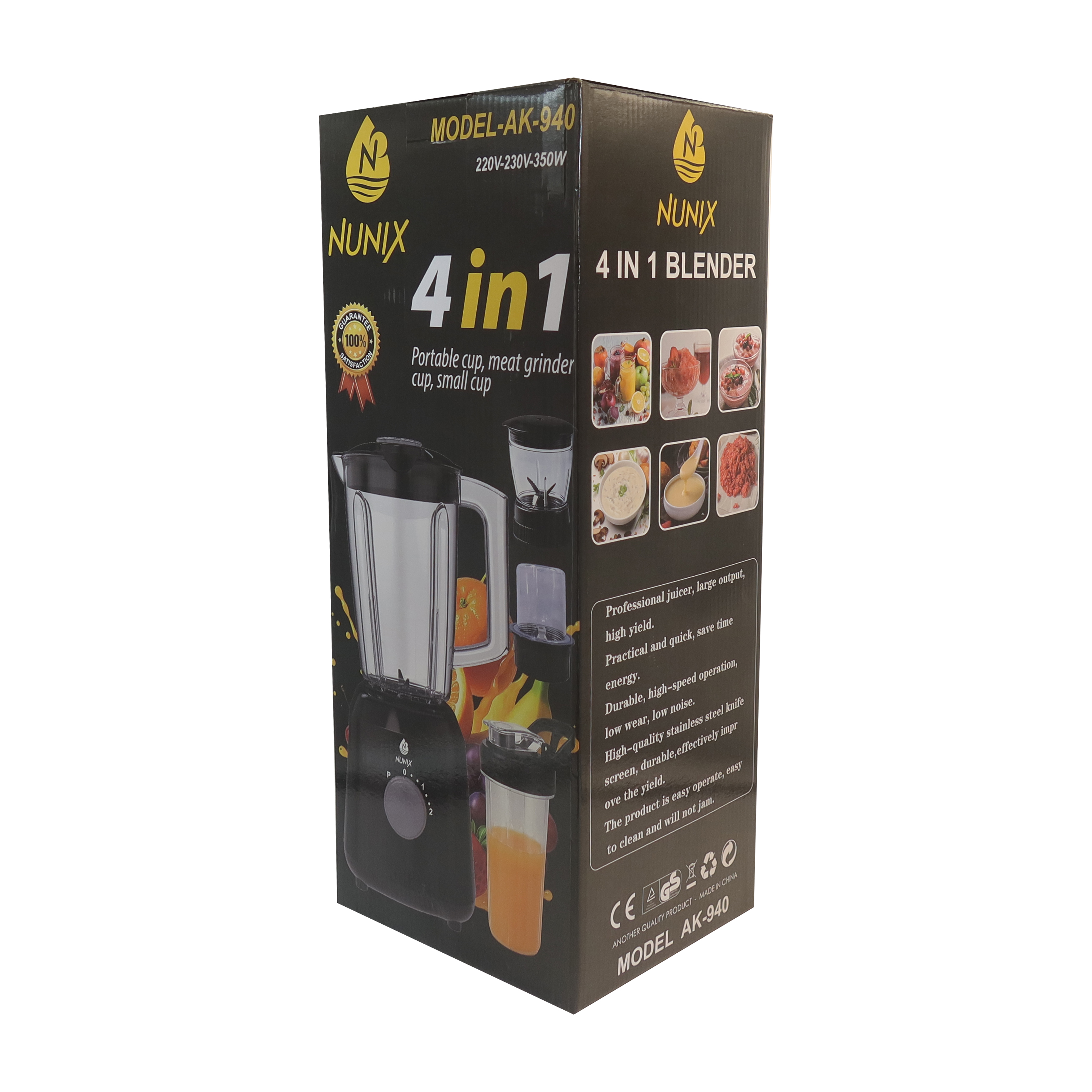 Nunix AK940 1.5L 4 IN 1 Blender Juicer Household Appliances With Grinder 【Hot】 Motor Stainless Steel