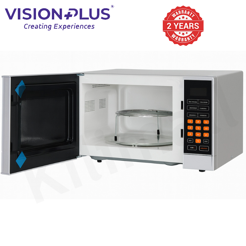 Vision Plus 25L Microwave Oven VPMW25GD-S Microwave Grill Dual Function 900 Watt 6 Auto Cook Programs Digital Clock Defrost Child Safety Lock