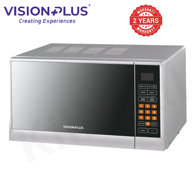 Vision Plus 25L Microwave Oven VPMW25GD-S Microwave Grill Dual Function 900 Watt 6 Auto Cook Programs Digital Clock Defrost Child Safety Lock