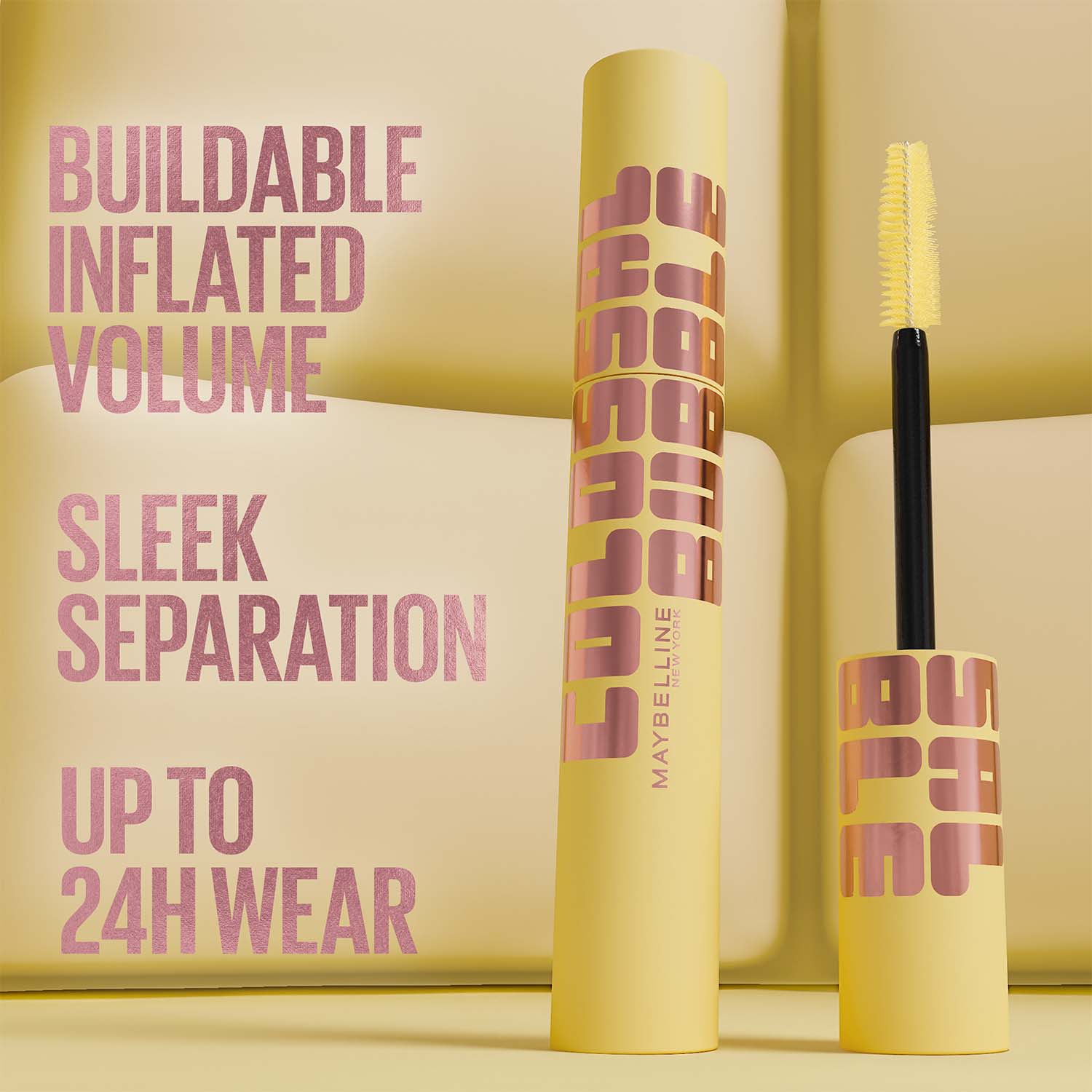 Maybelline Colossal Bubble™ Washable Mascara, Volumizing & Lengthening Formula, Inflator Brush for Separated Sleek Lashes, Blackest Black, 0.33 fl oz