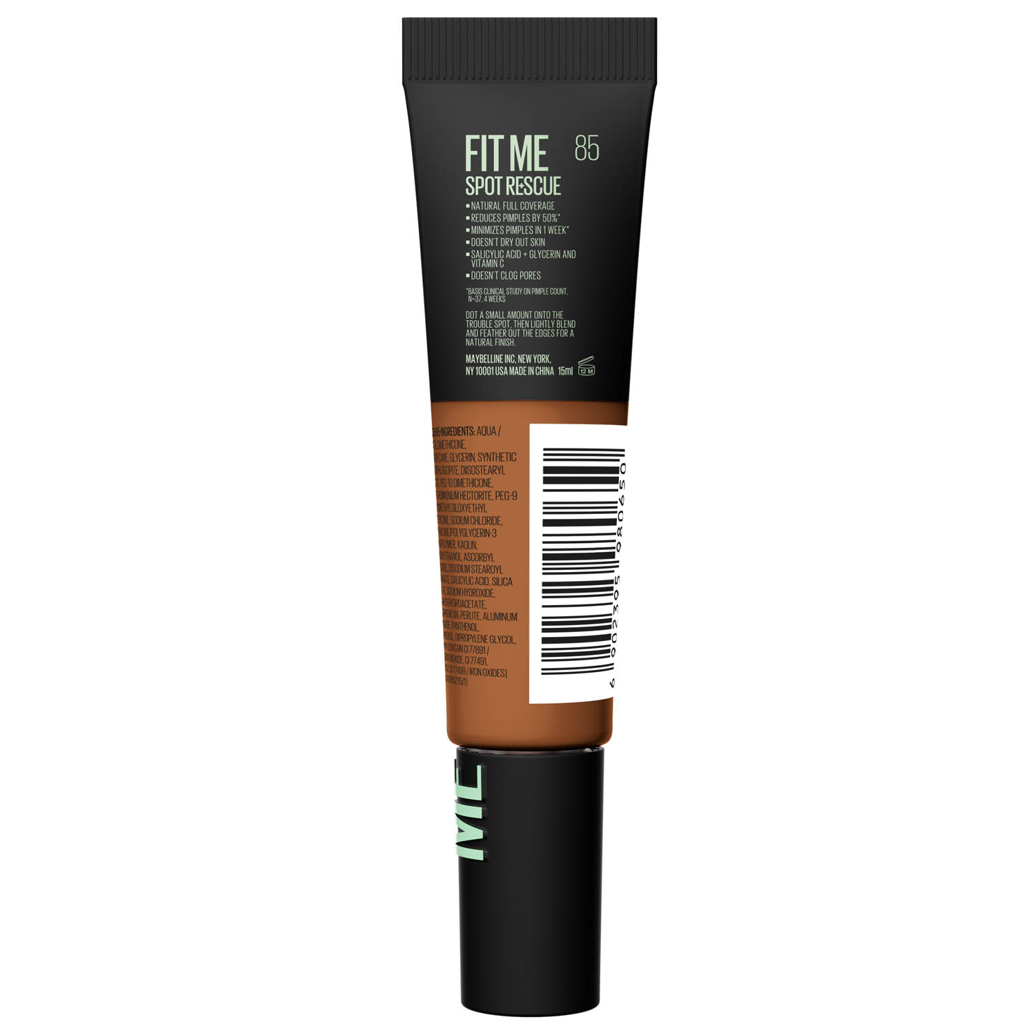 Maybelline Fit Me Spot Rescue Breathable Full Coverage Concealer - Shade 85, 15ml. Enriched with Salicylic Acid, Vitamin C and Glycerin for Blemish Correction and Radiant Skin