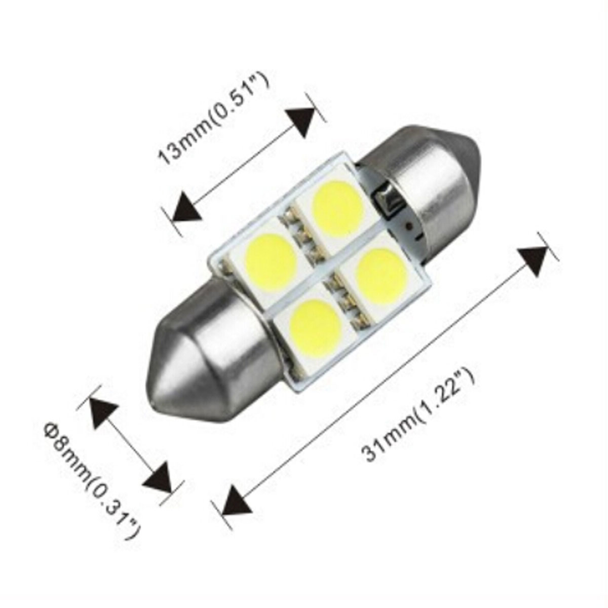 2X 5050 4smd 31 White Festoon Dome Car Light Lamp Bulb/Reading Light